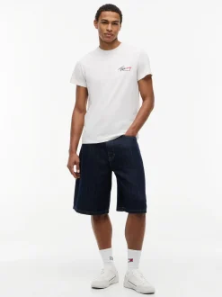 Tommy Jeans Herren Jeans-Shorts mit Leinen-Anteil - Theo in blue stone