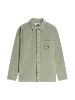 Tommy Jeans Herren Overshirt in lind - Ausschnitt: Kent