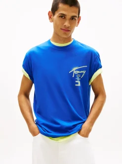 Tommy Jeans Herren T-Shirt in blau limone