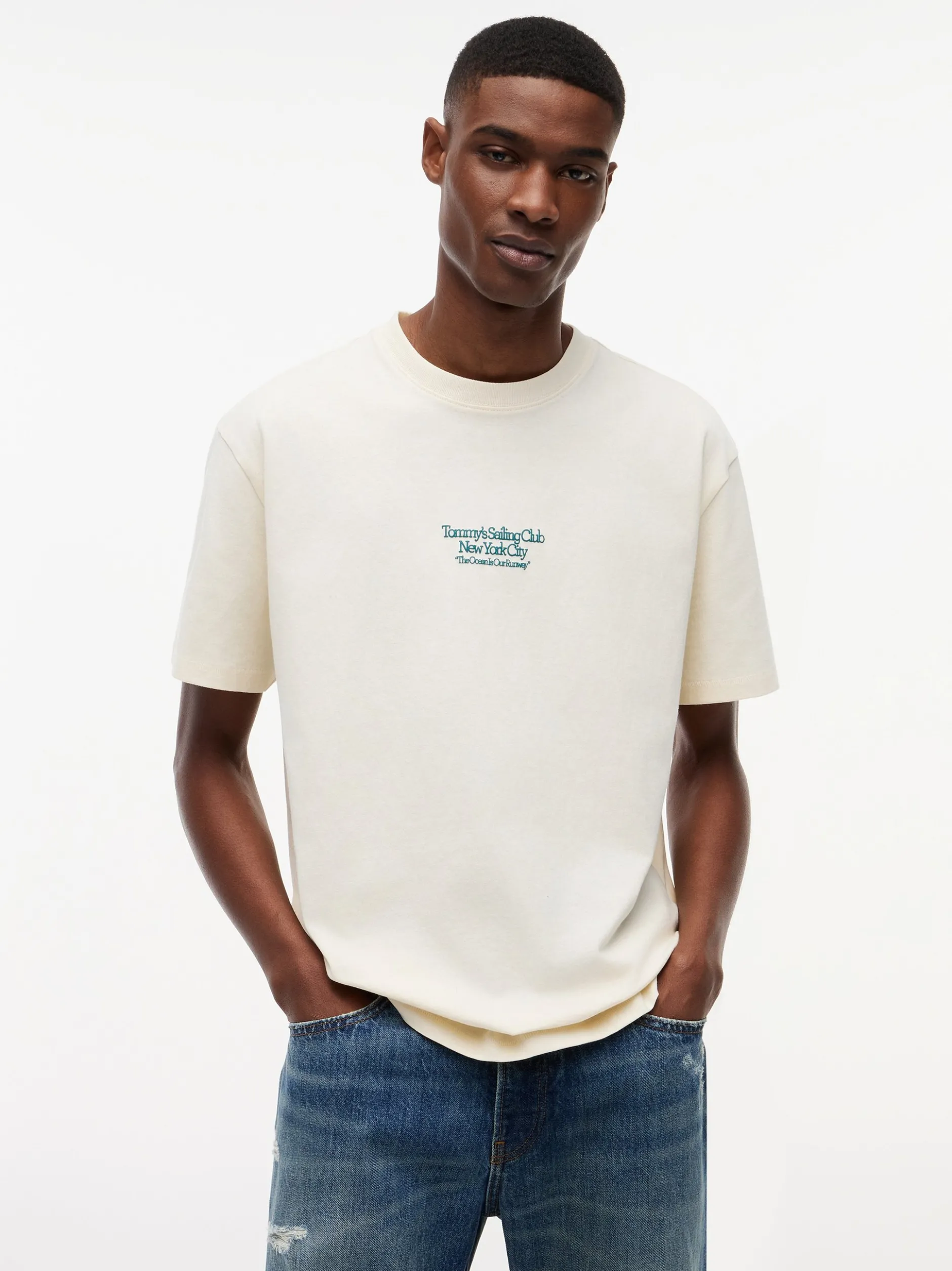 Tommy Jeans Herren T-Shirt in sand - Ärmel: kurzarm