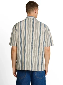 Tom Tailor Denim Herren Kurzarmhemd in beige indigo
