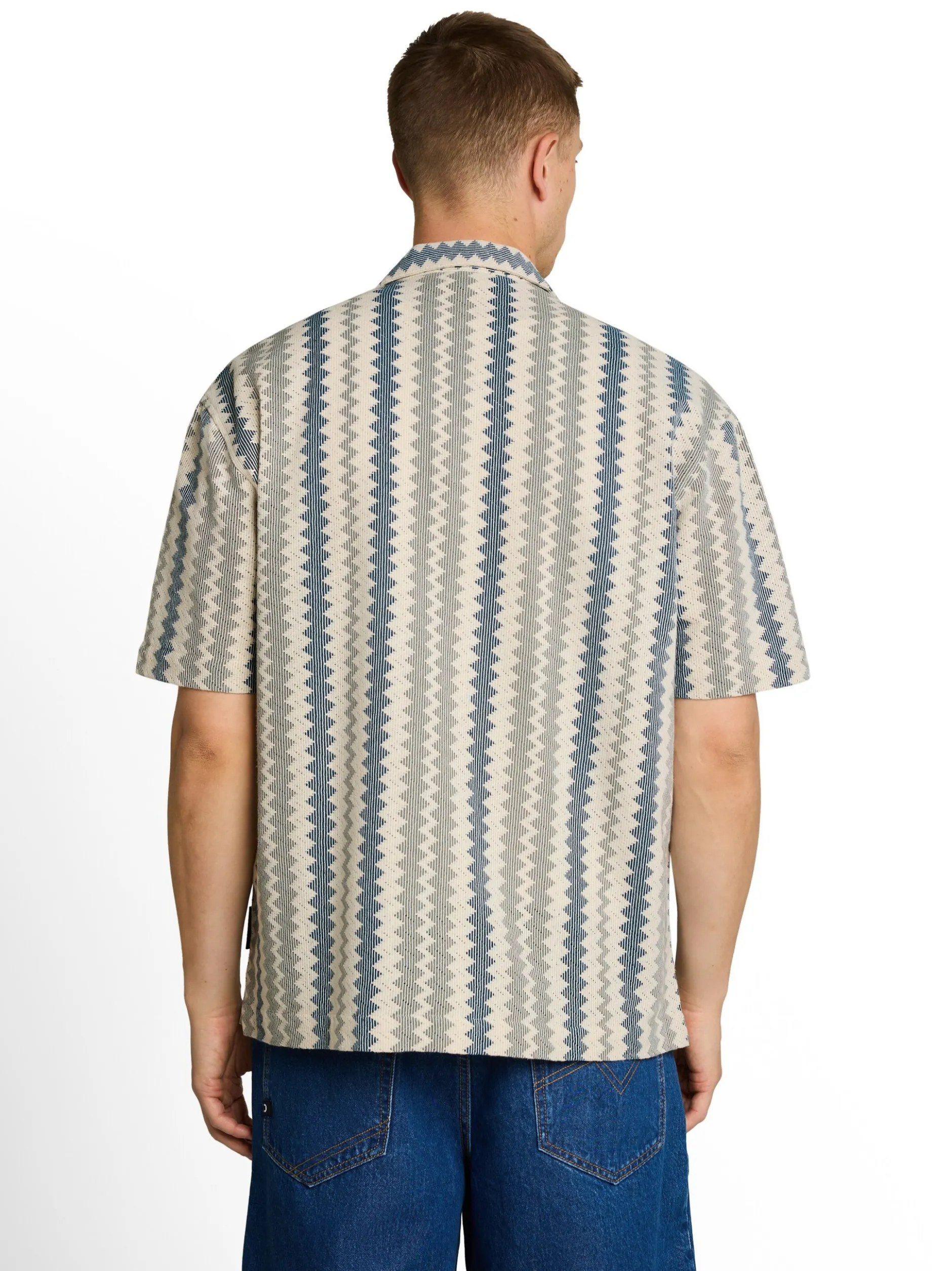 Tom Tailor Denim Herren Kurzarmhemd in beige indigo