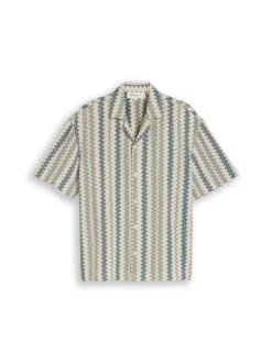 Tom Tailor Denim Herren Kurzarmhemd in beige indigo