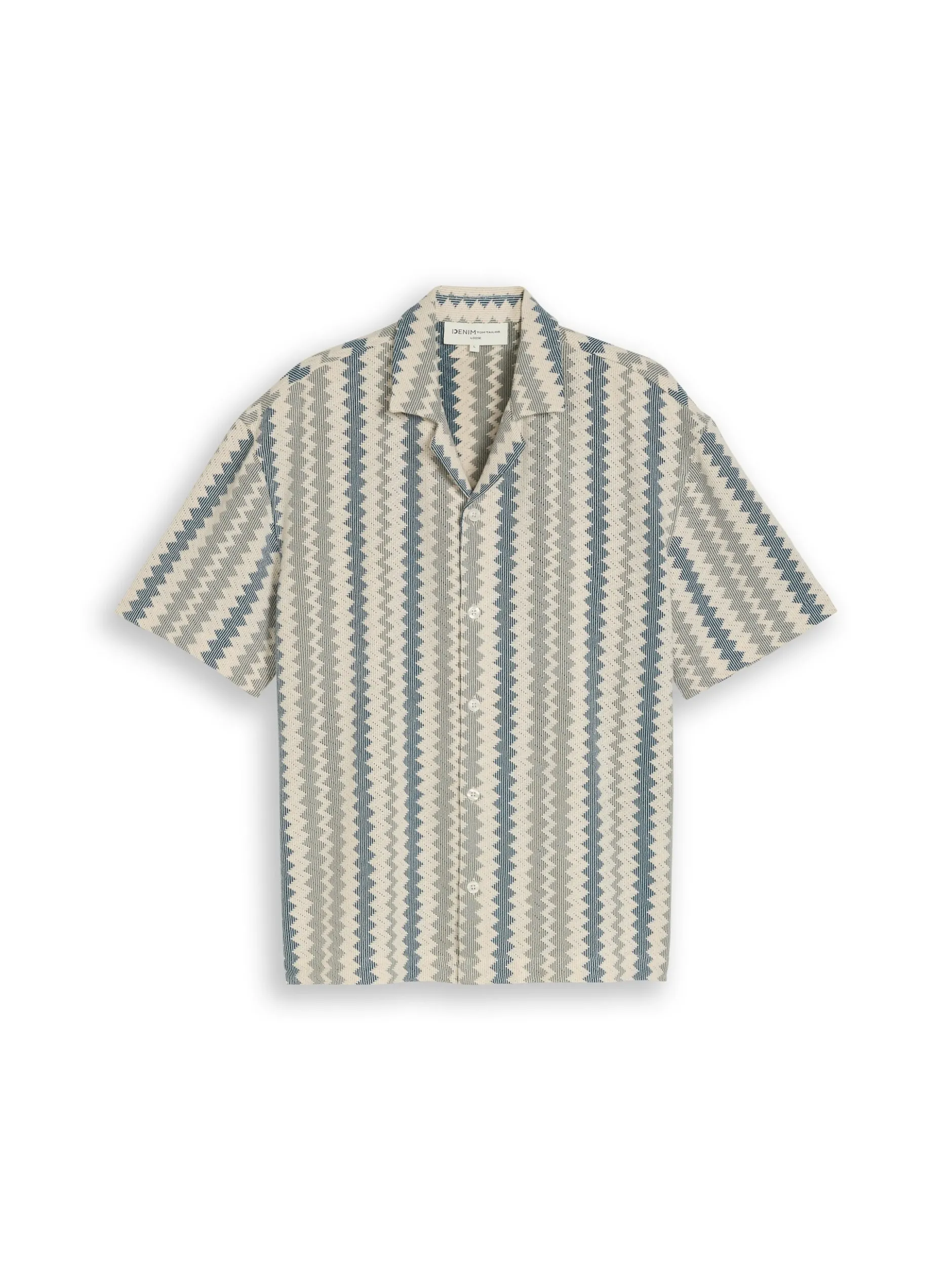 Tom Tailor Denim Herren Kurzarmhemd in beige indigo