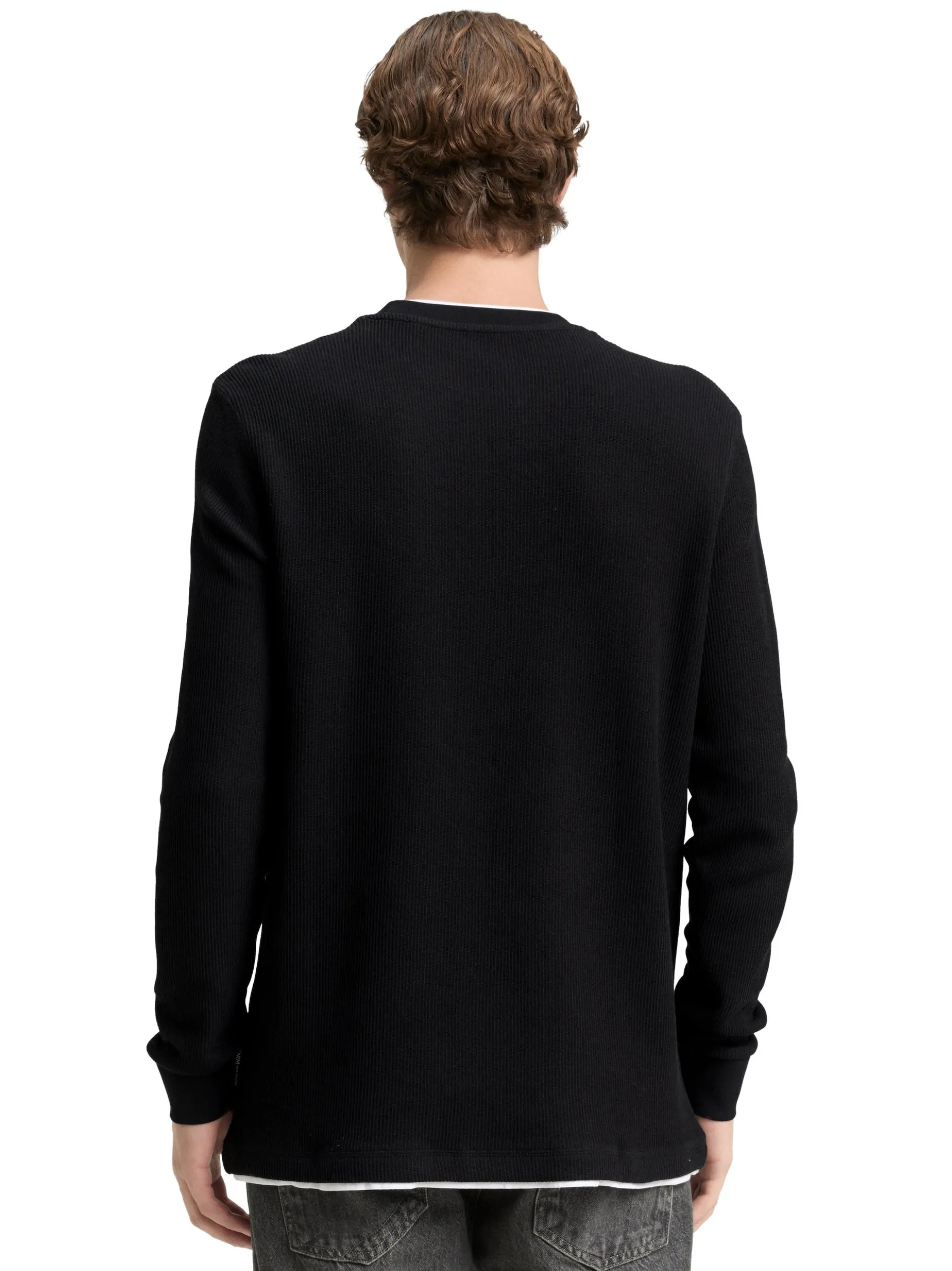 Tom Tailor Denim Herren Langarmshirt in schwarz