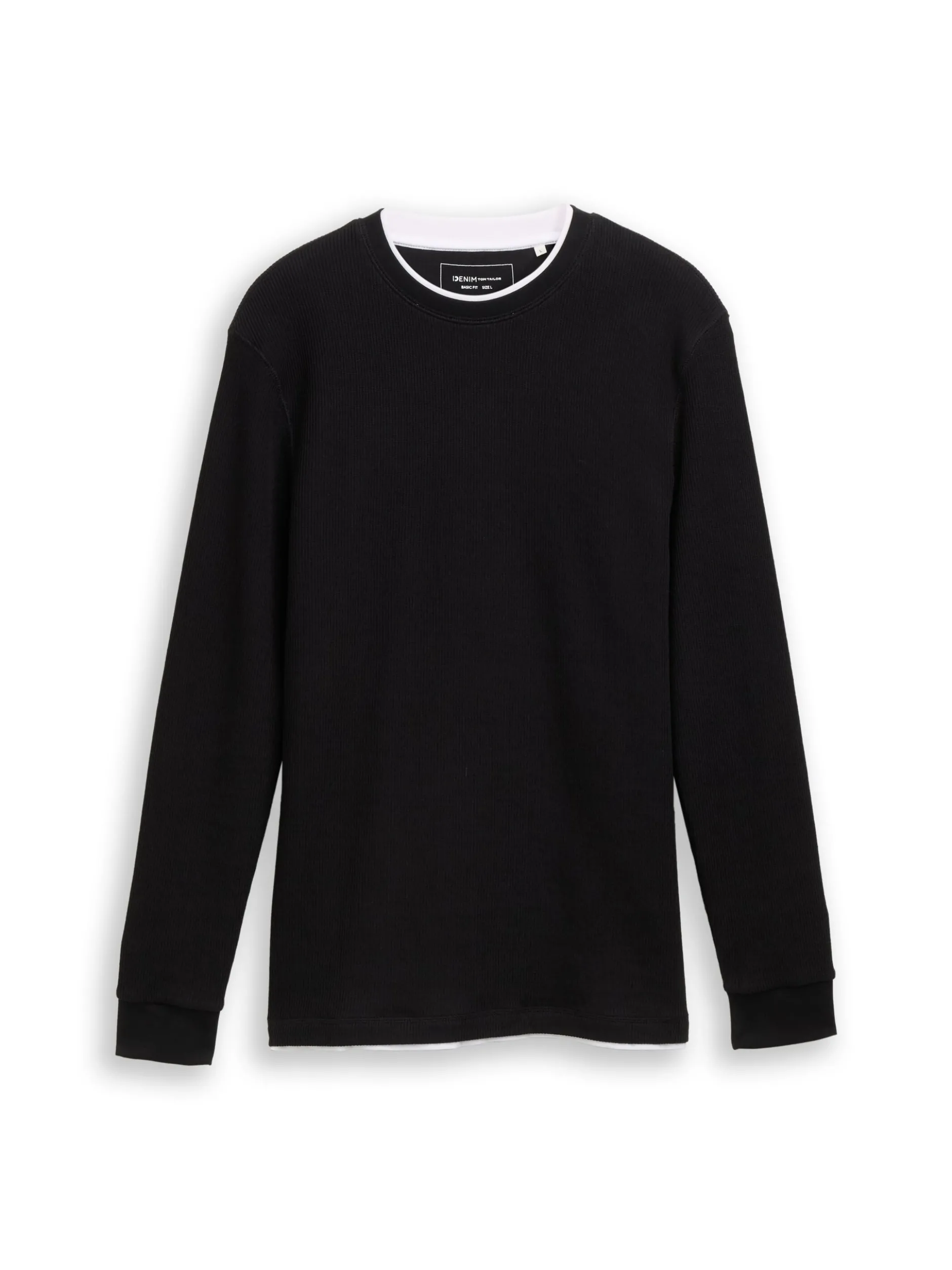 Tom Tailor Denim Herren Langarmshirt in schwarz