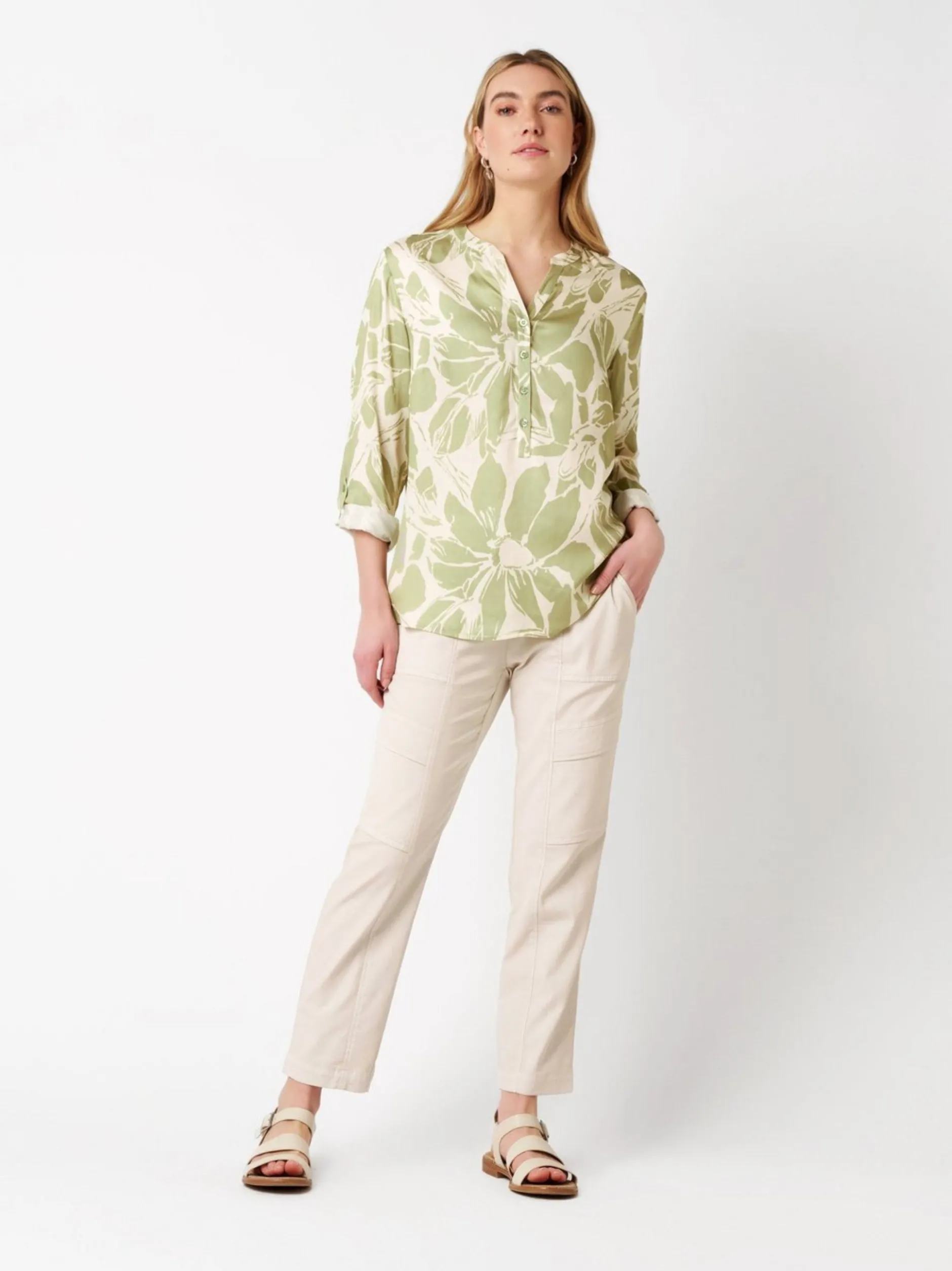 TONI Damen Bluse - Bella in grün beige - Ärmel: 3/4 Arm