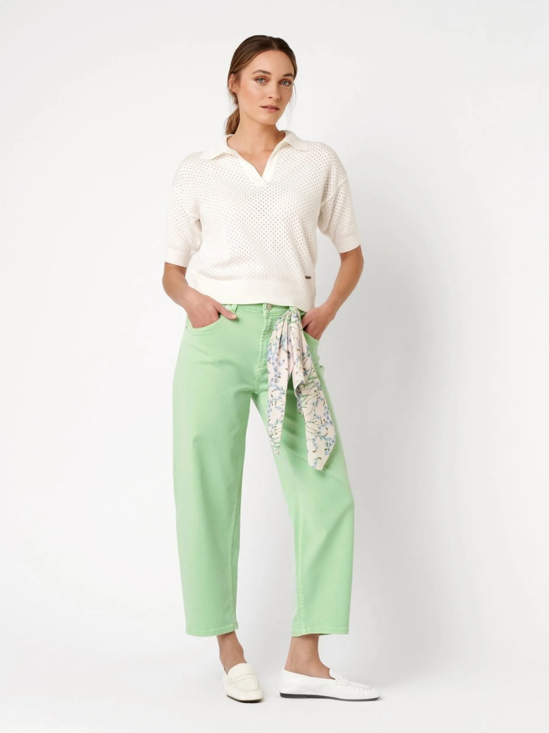 TONI Damen Jeans - Liv Barrel in grün - Länge: mittel