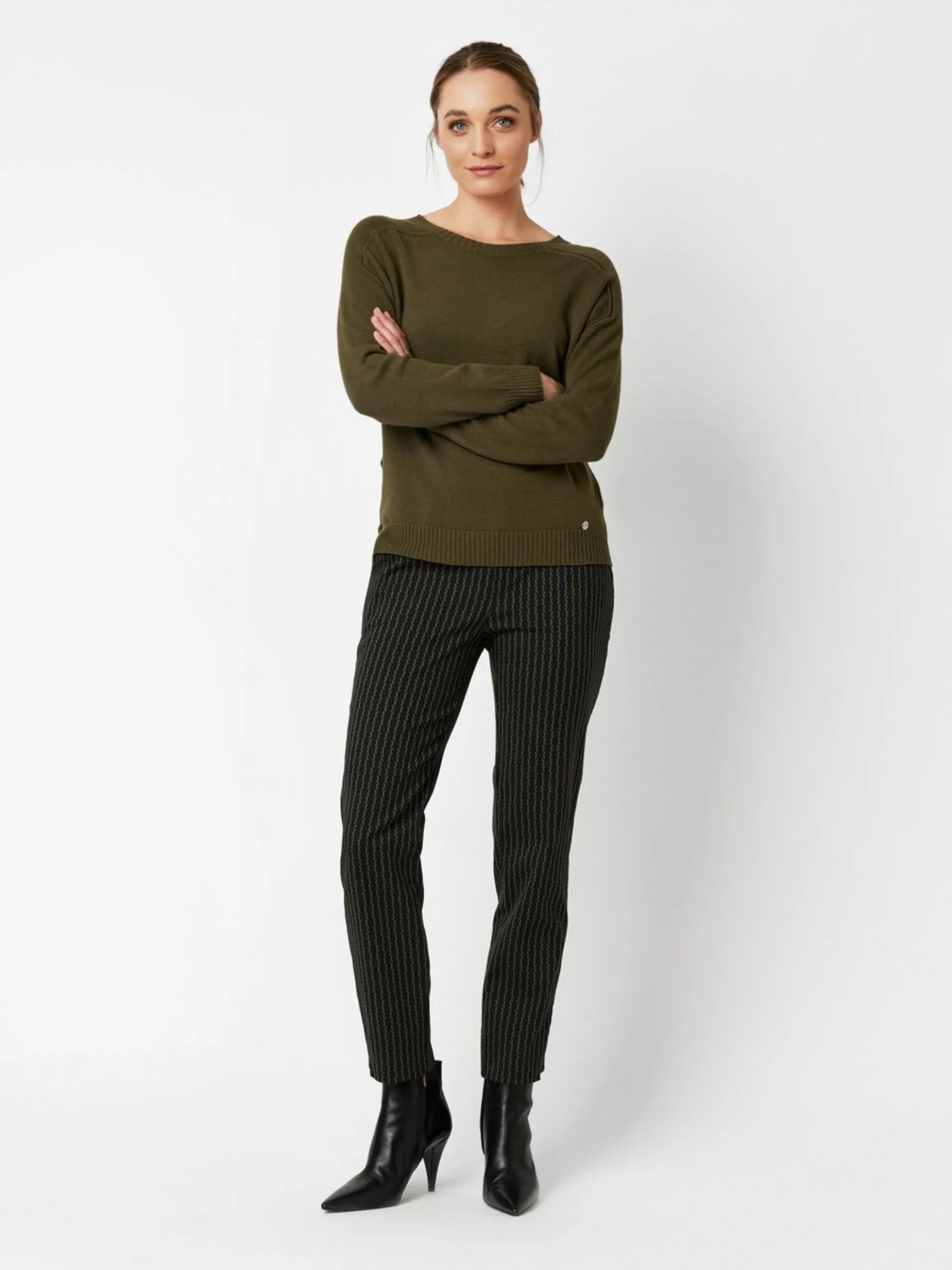 TONI Damen Strickpullover - Ginette in oliv
