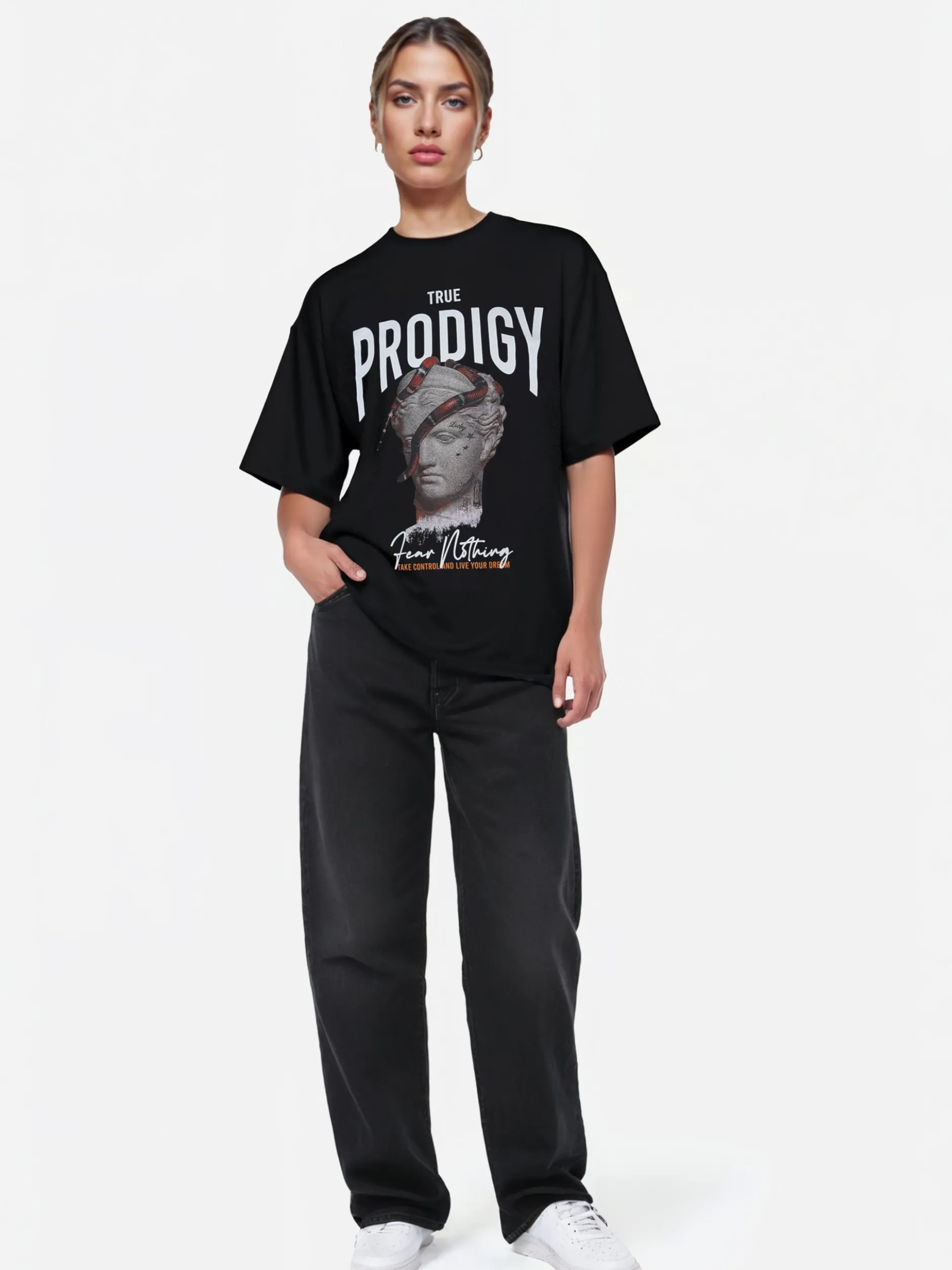 Trueprodigy Damen Oversize-Shirt - Jamie F in schwarz