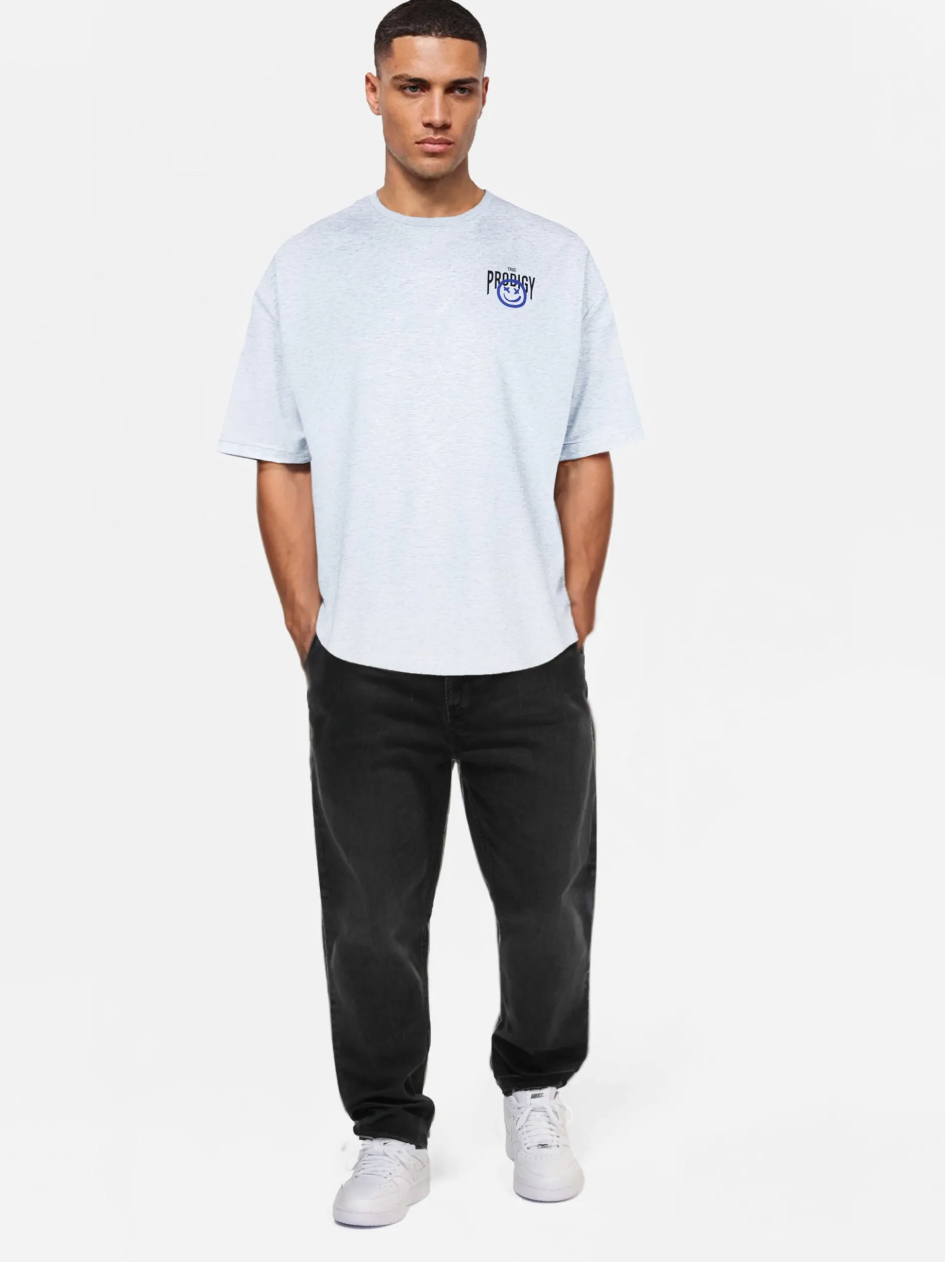 Trueprodigy Herren Oversize-Shirt - Hajin in hellgrau