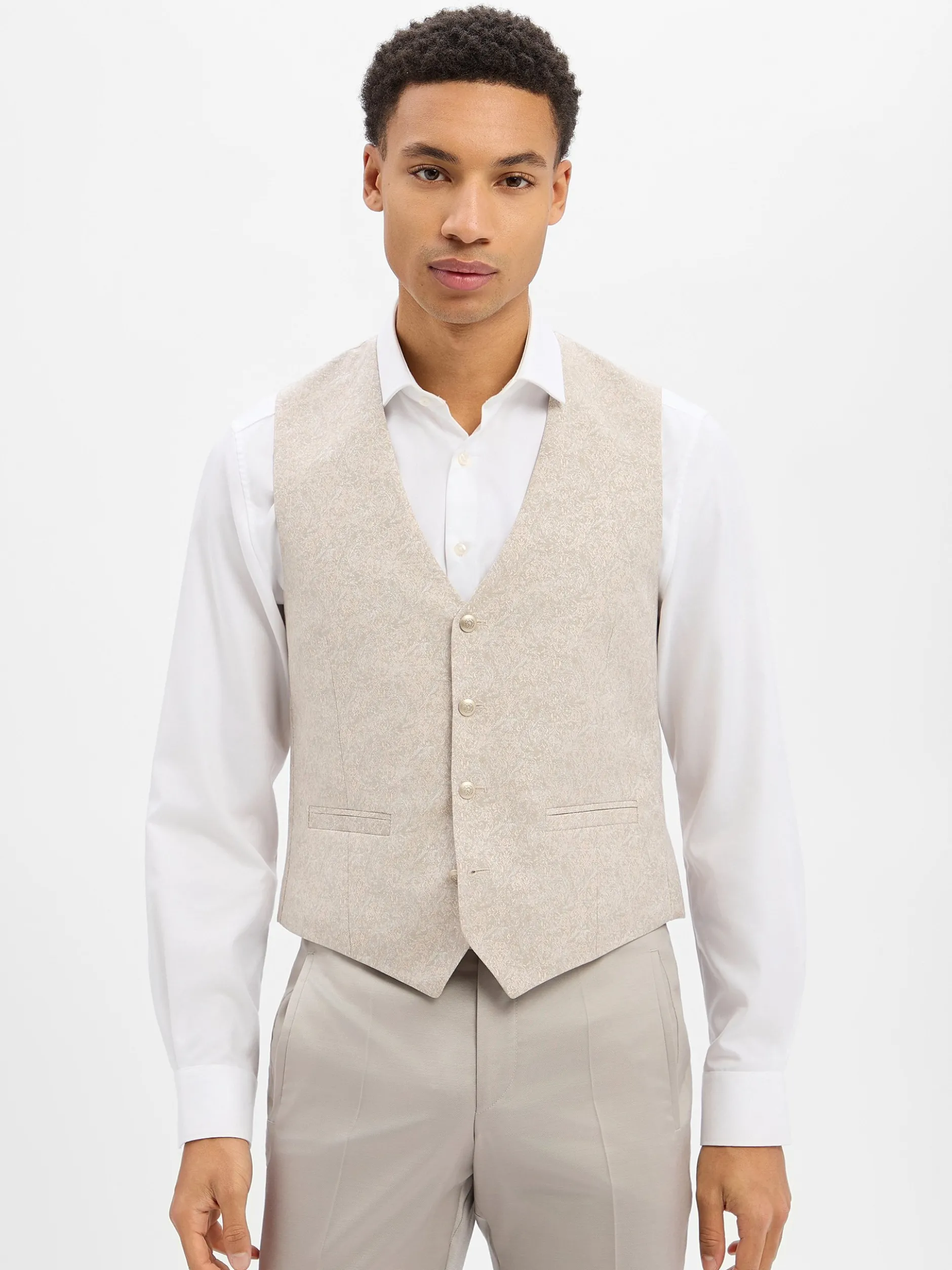 Tziacco Herren Baukasten-Weste in kitt beige