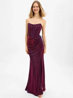 Unique Damen Abendkleid in bordeaux blau - Länge: lang