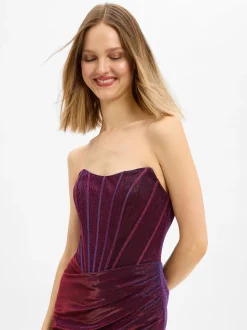 Unique Damen Abendkleid in bordeaux blau - Länge: lang