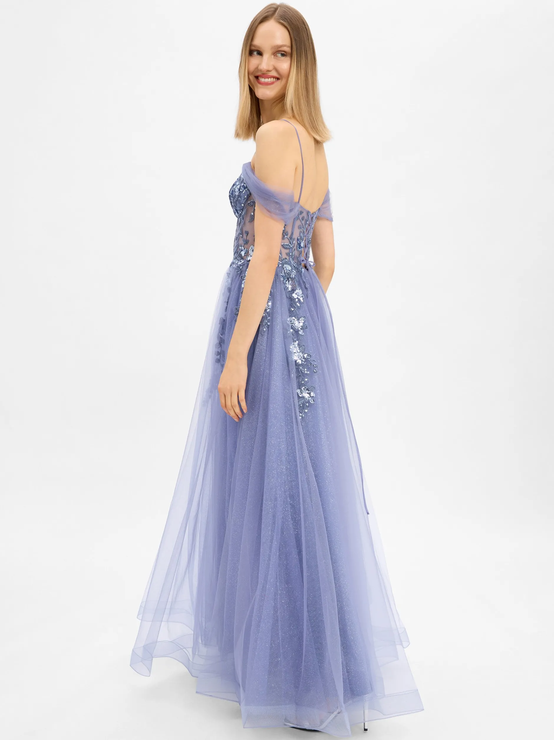 Unique Damen Abendkleid in indigo - Ärmel: ohne Arm