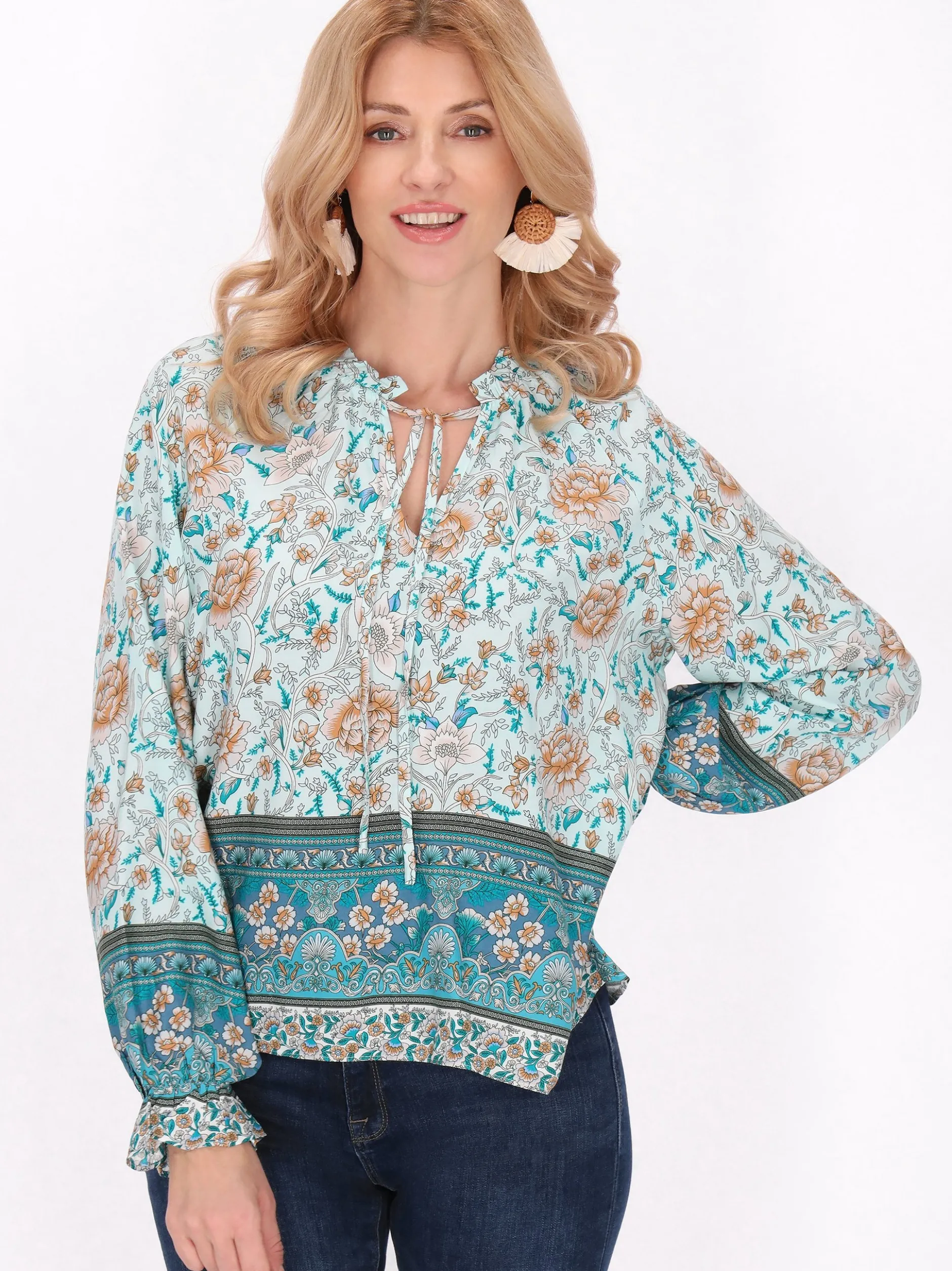 Usha Damen Bluse in aqua
