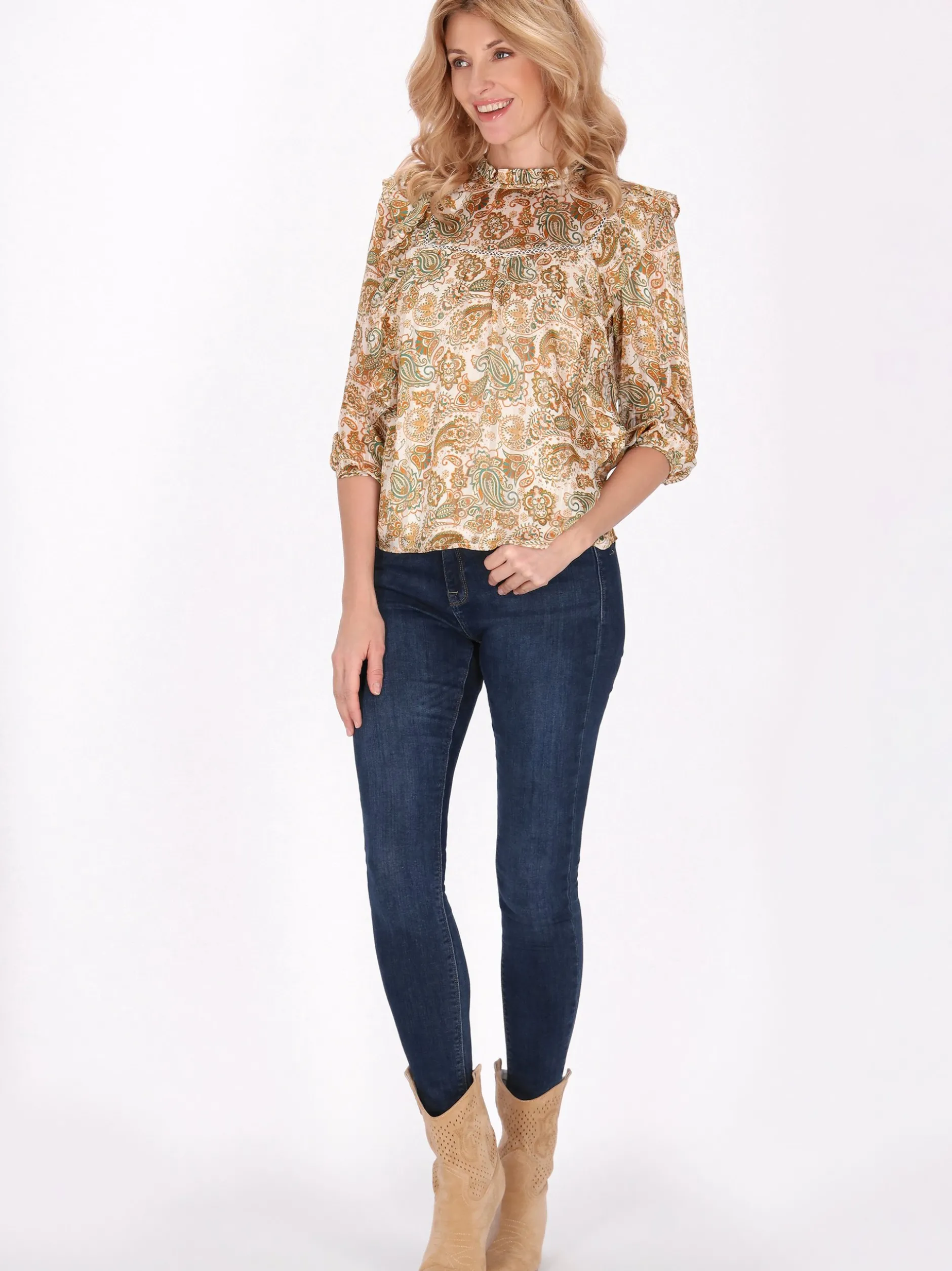 Usha Damen Bluse in beige