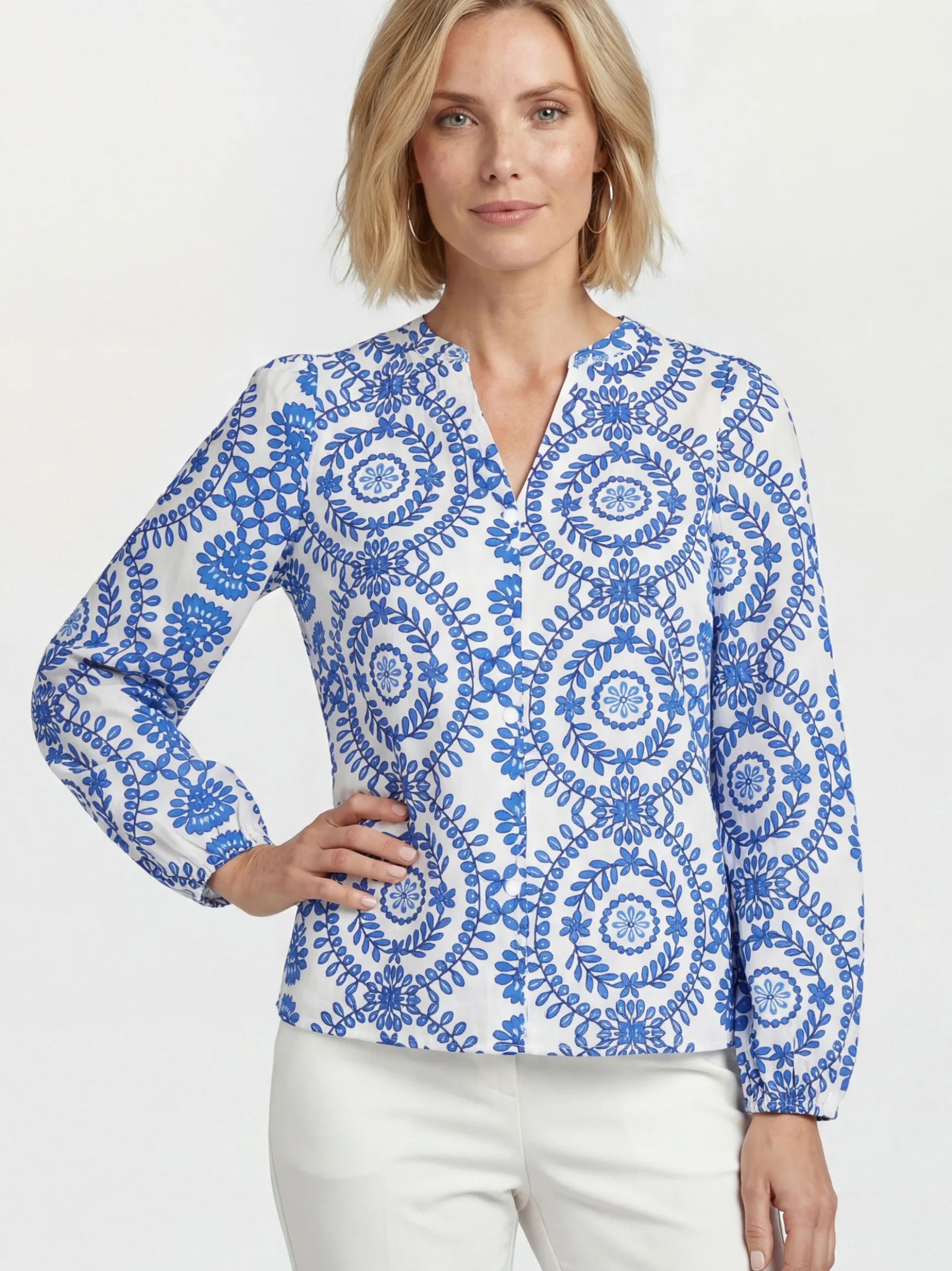 Usha Damen Bluse in blau