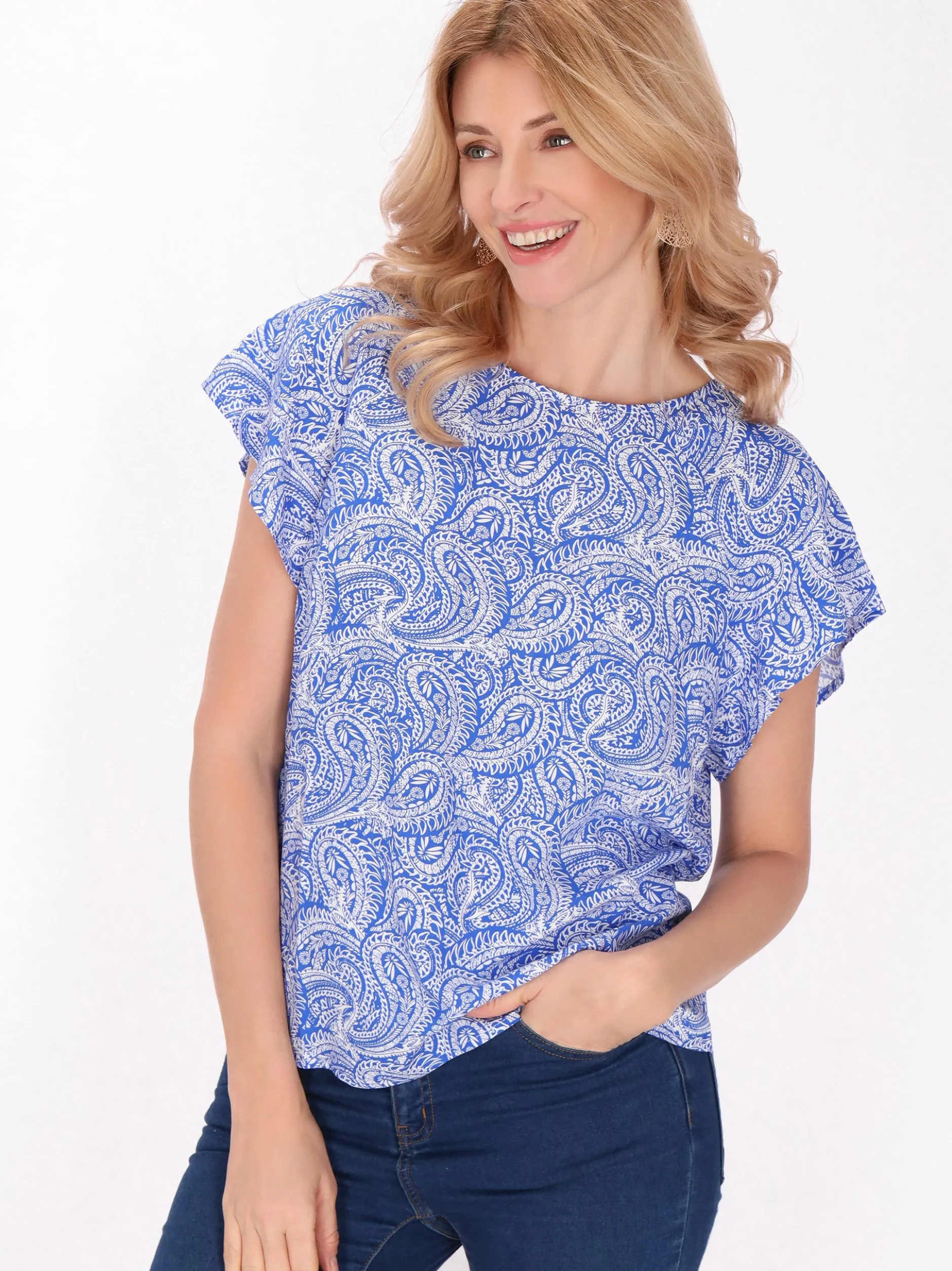 Usha Damen Bluse in blau
