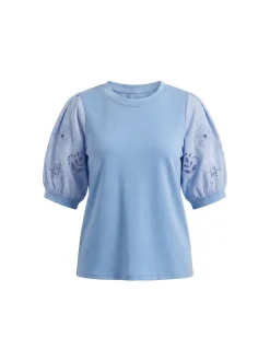 Usha Damen Bluse in blau - Ausschnitt: Rundhals