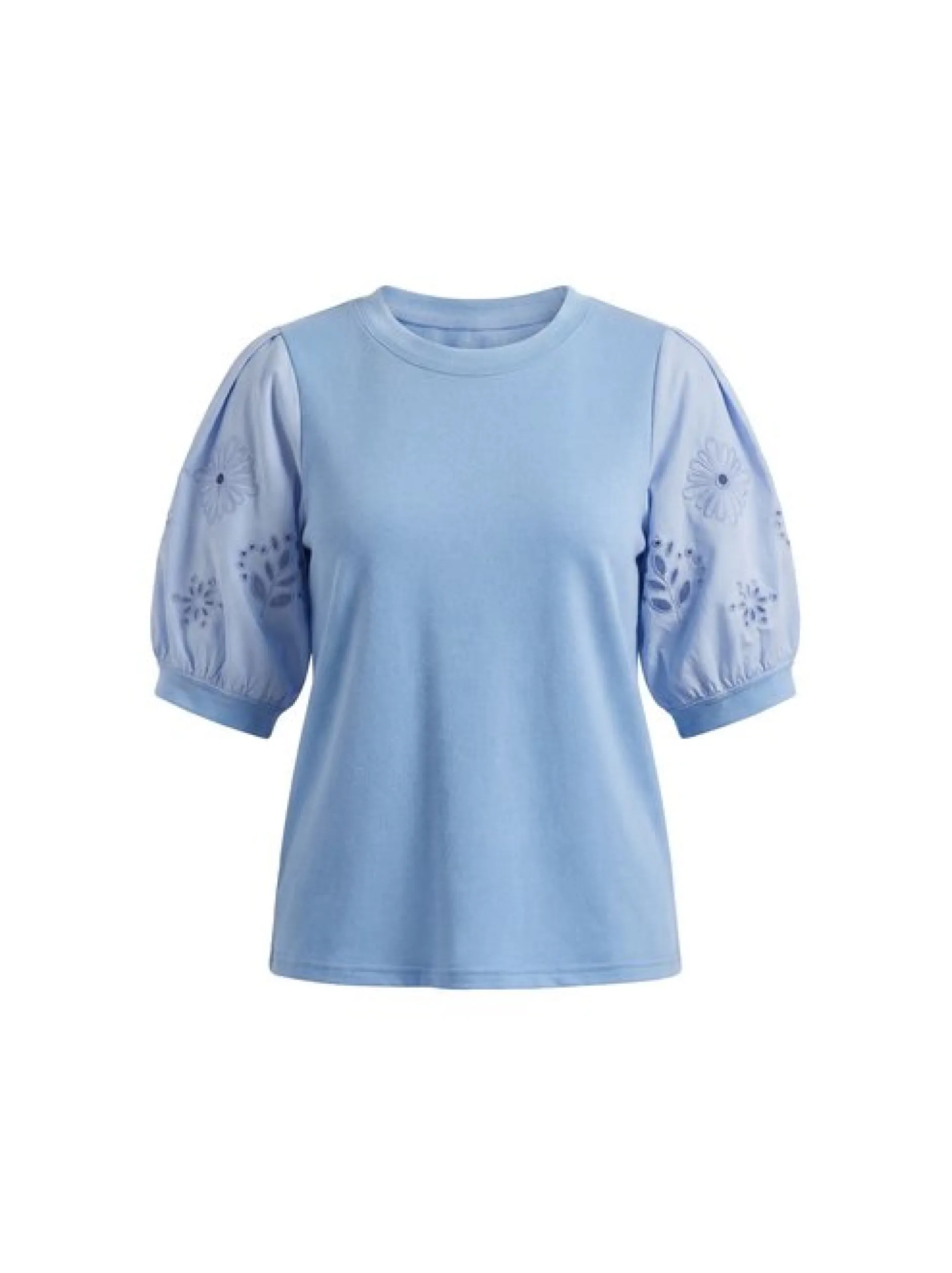 Usha Damen Bluse in blau - Ausschnitt: Rundhals
