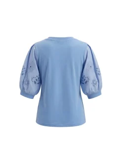 Usha Damen Bluse in blau - Ausschnitt: Rundhals
