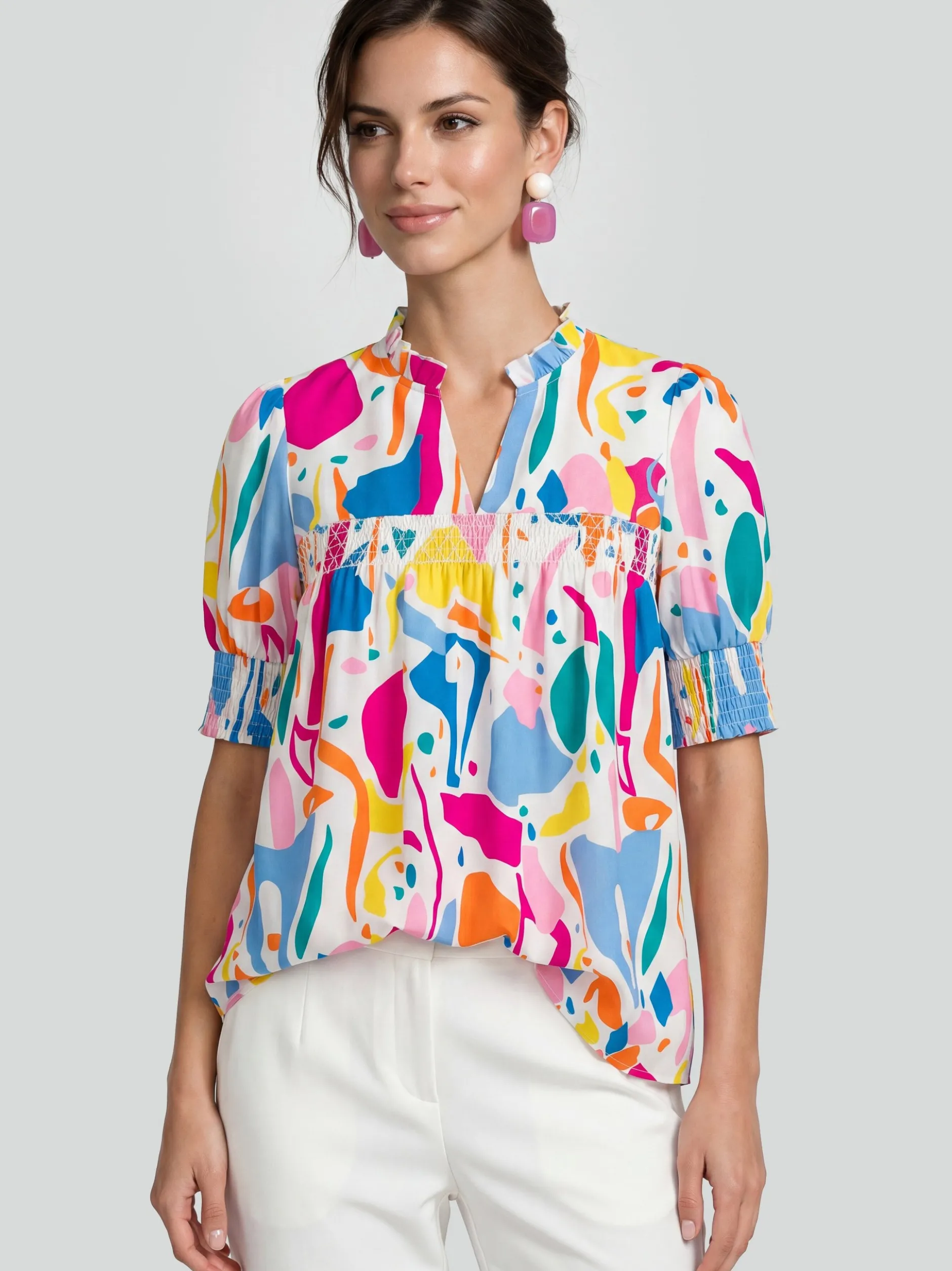 Usha Damen Bluse in mehrfarbig