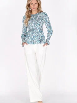 Usha Damen Bluse in mehrfarbig - Ausschnitt: Rundhals