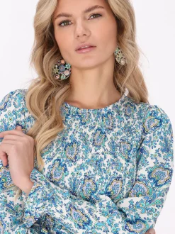 Usha Damen Bluse in mehrfarbig - Ausschnitt: Rundhals