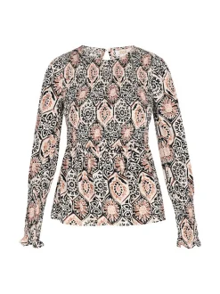 Usha Damen Bluse in mehrfarbig - Ausschnitt: Rundhals