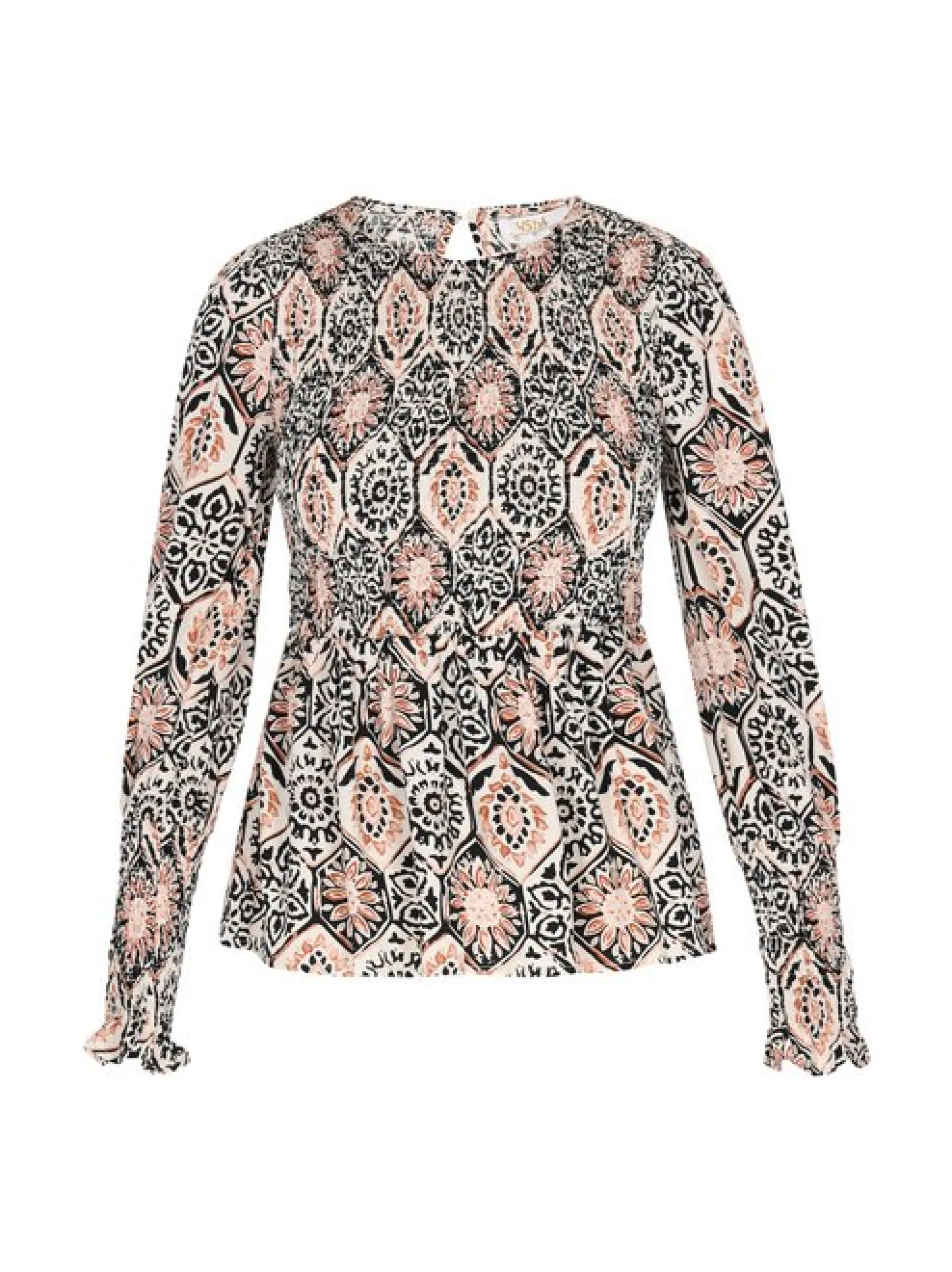 Usha Damen Bluse in mehrfarbig - Ausschnitt: Rundhals