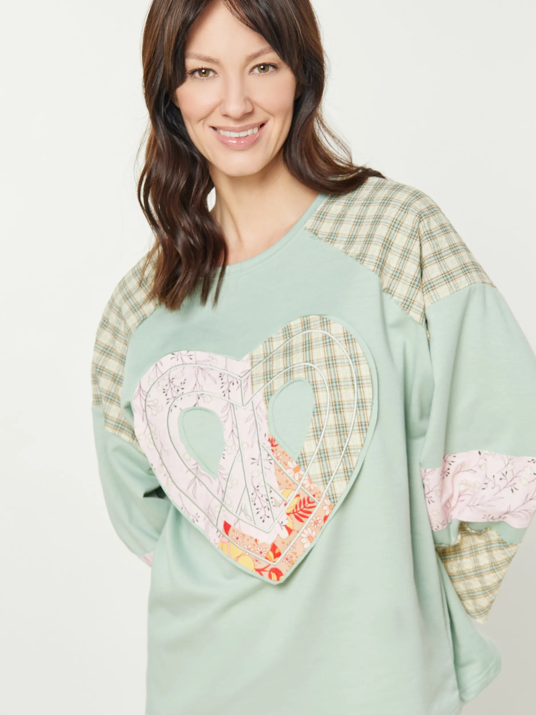 Usha Damen Bluse in mint - Ausschnitt: Rundhals