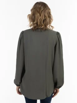 Usha Damen Bluse in oliv - Ausschnitt: ohne Kragen