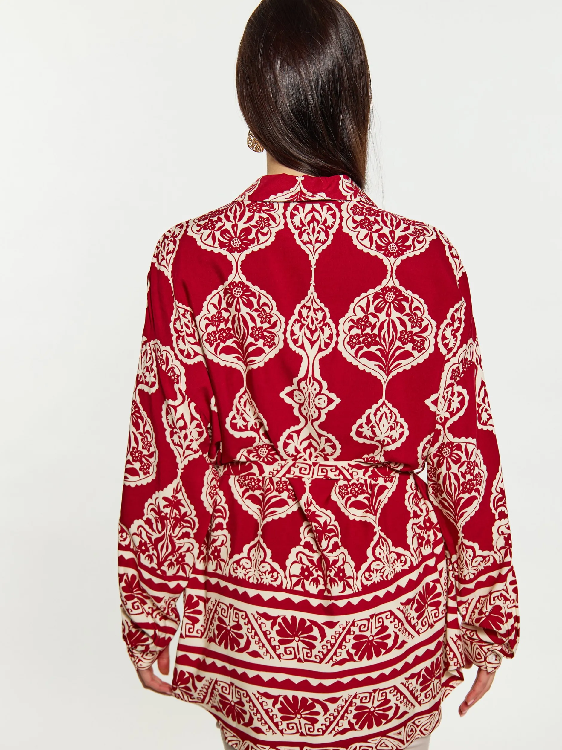 Usha Damen Bluse in rot - Ausschnitt: ohne Kragen