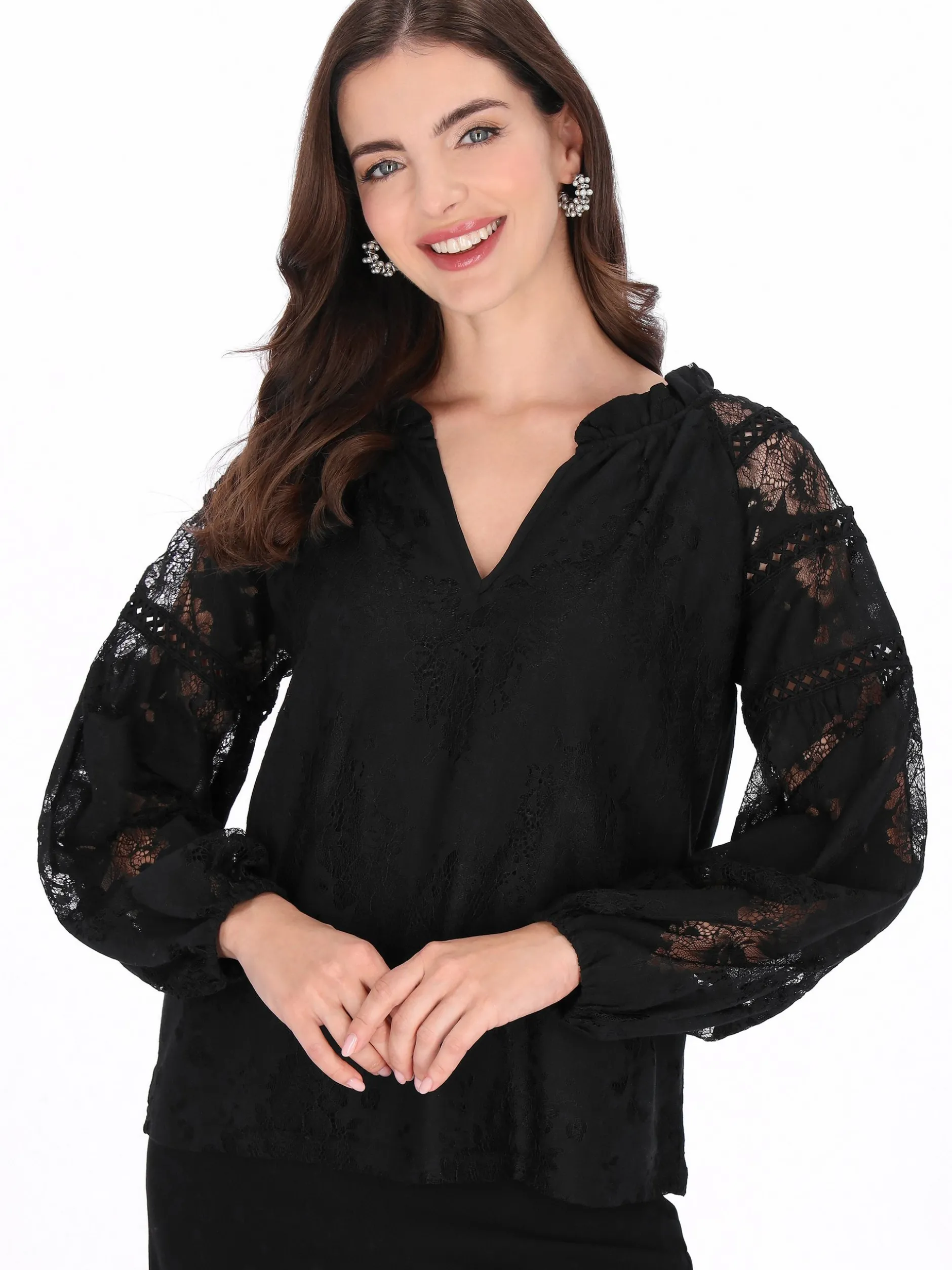 Usha Damen Bluse in schwarz