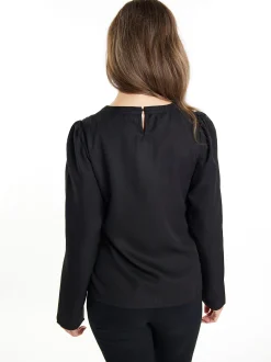 Usha Damen Bluse in schwarz - Ausschnitt: Rundhals