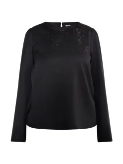 Usha Damen Bluse in schwarz - Ausschnitt: Rundhals