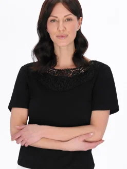 Usha Damen Bluse in schwarz - Ausschnitt: Rundhals