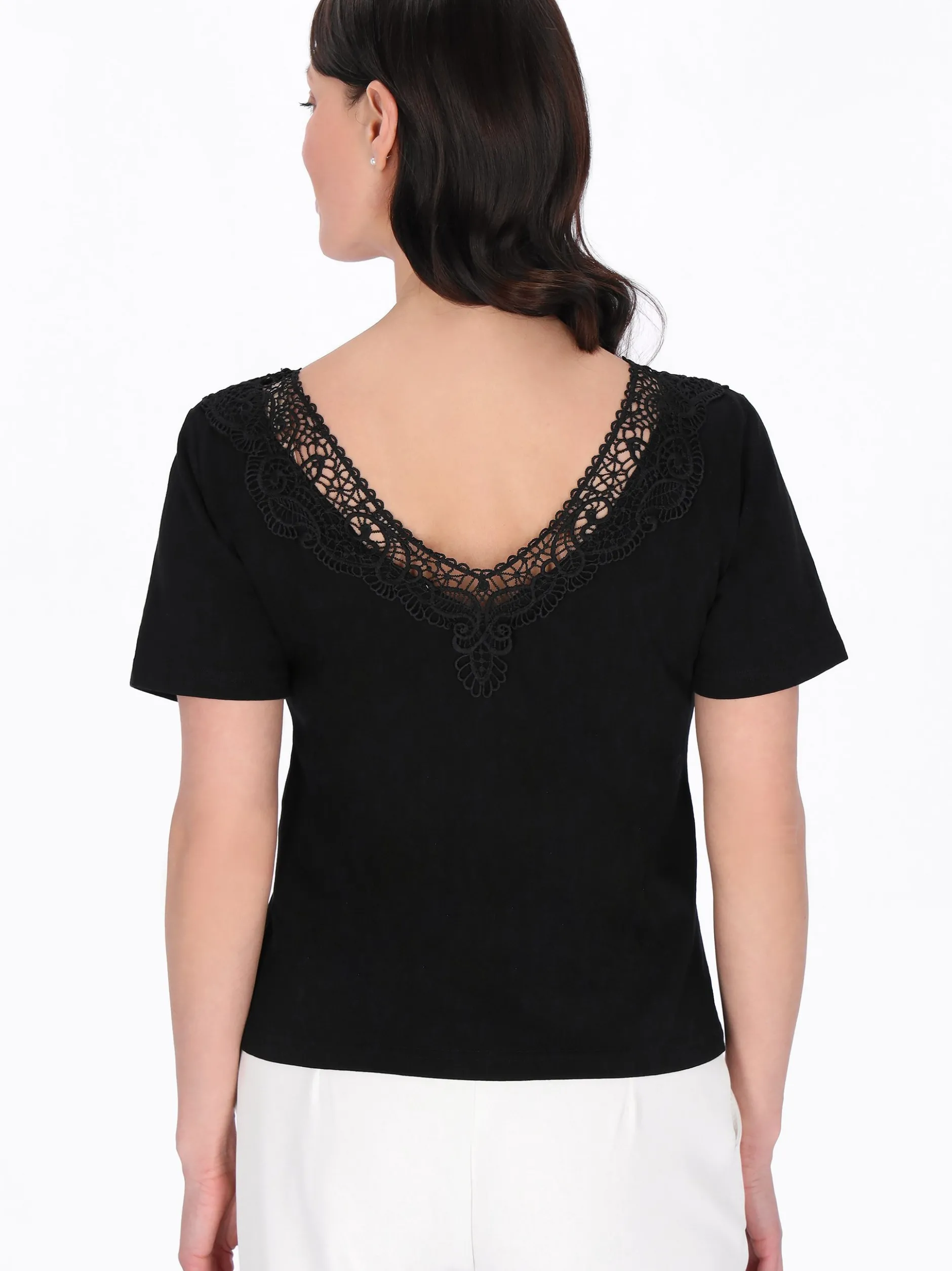 Usha Damen Bluse in schwarz - Ausschnitt: Rundhals