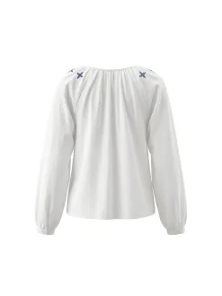 Usha Damen Bluse in weiß - Ausschnitt: Rundhals