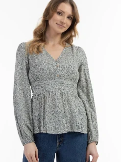 Usha Damen Bluse in weiß - Ausschnitt: V-Ausschnitt