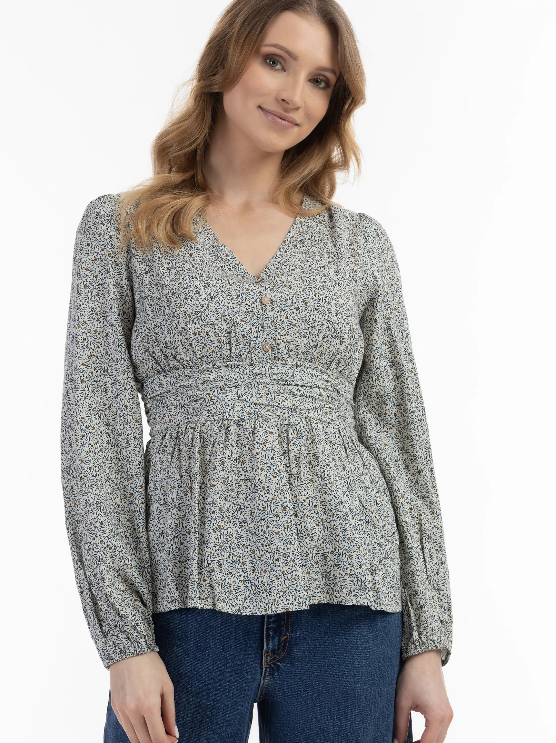 Usha Damen Bluse in weiß - Ausschnitt: V-Ausschnitt