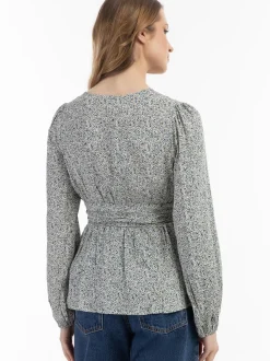 Usha Damen Bluse in weiß - Ausschnitt: V-Ausschnitt