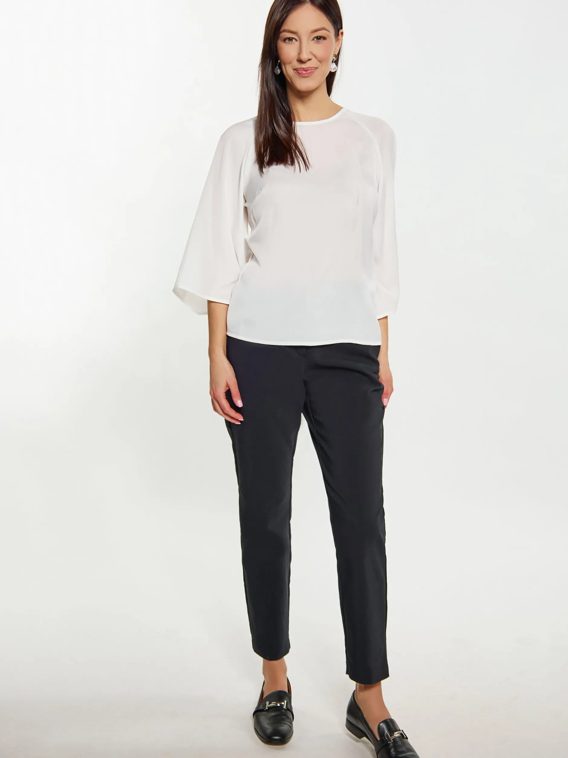 Usha Damen Bluse in weiß - Ausschnitt: Rundhals