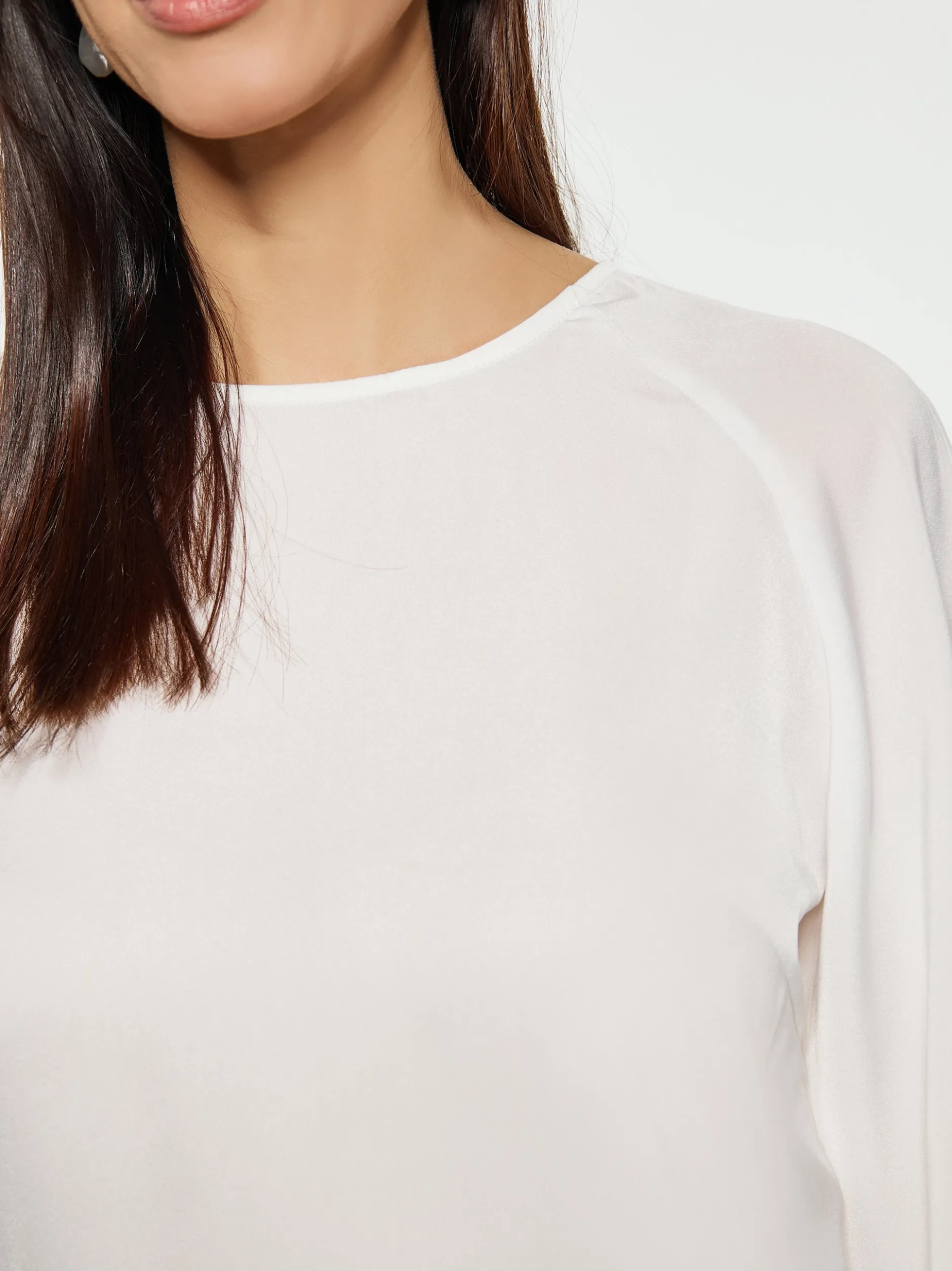 Usha Damen Bluse in weiß - Ausschnitt: Rundhals