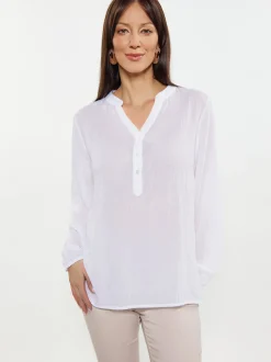 Usha Damen Bluse in weiß - Ausschnitt: V-Ausschnitt