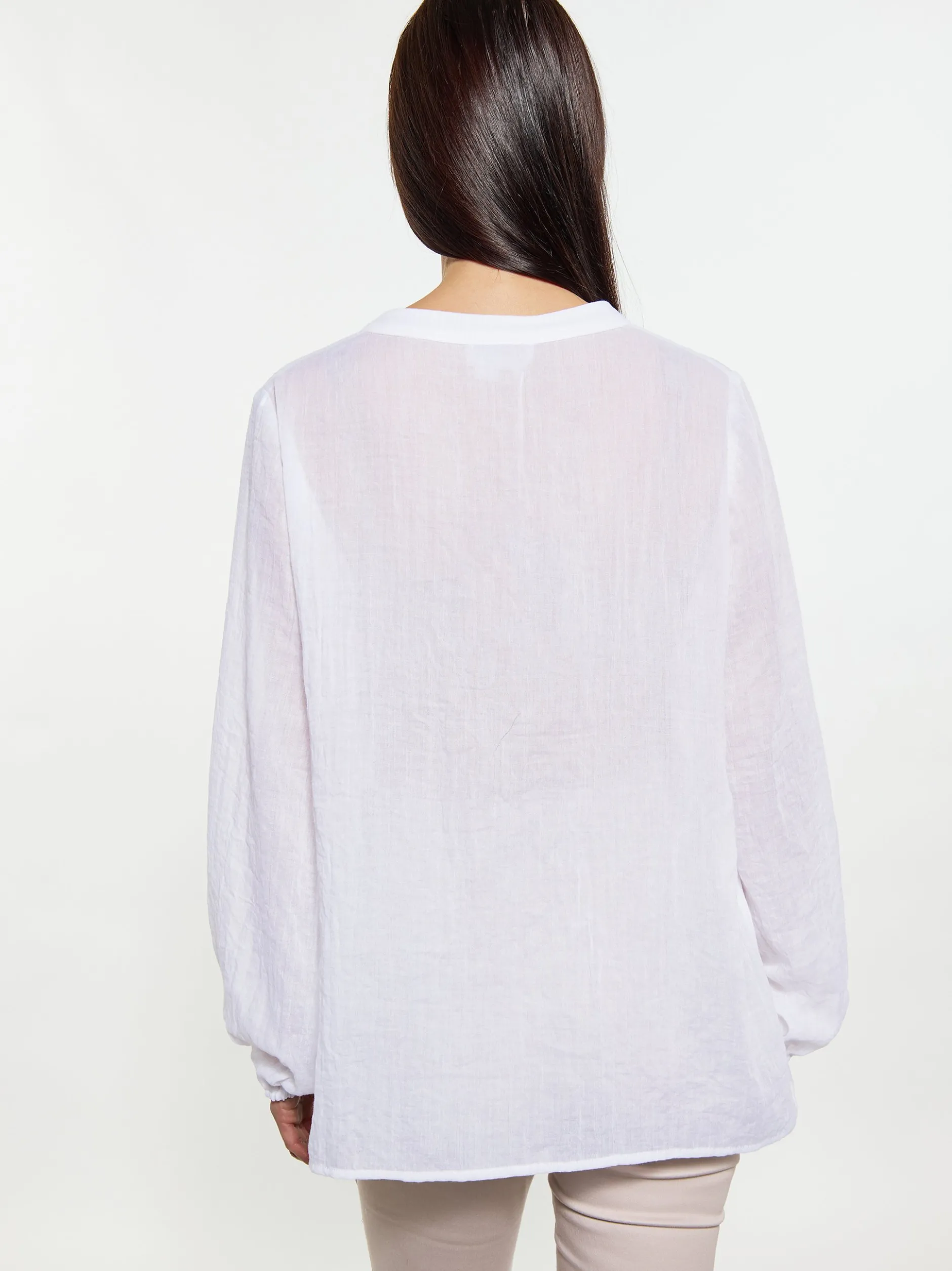 Usha Damen Bluse in weiß - Ausschnitt: V-Ausschnitt