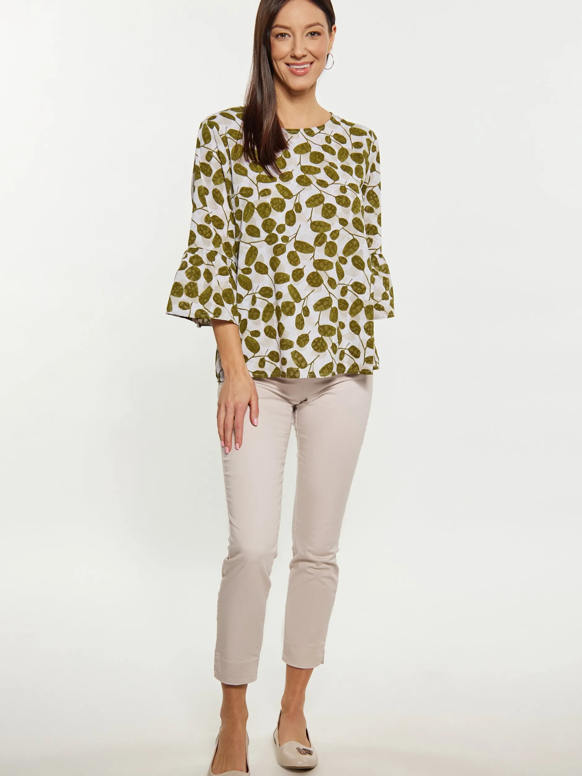 Usha Damen Bluse in weiß - Ausschnitt: Rundhals