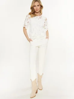 Usha Damen Bluse in weiß - Ausschnitt: Rundhals