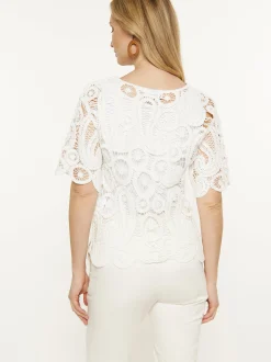 Usha Damen Bluse in weiß - Ausschnitt: Rundhals